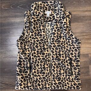 Calvin Klein Leopard Print Faux Fur Vest